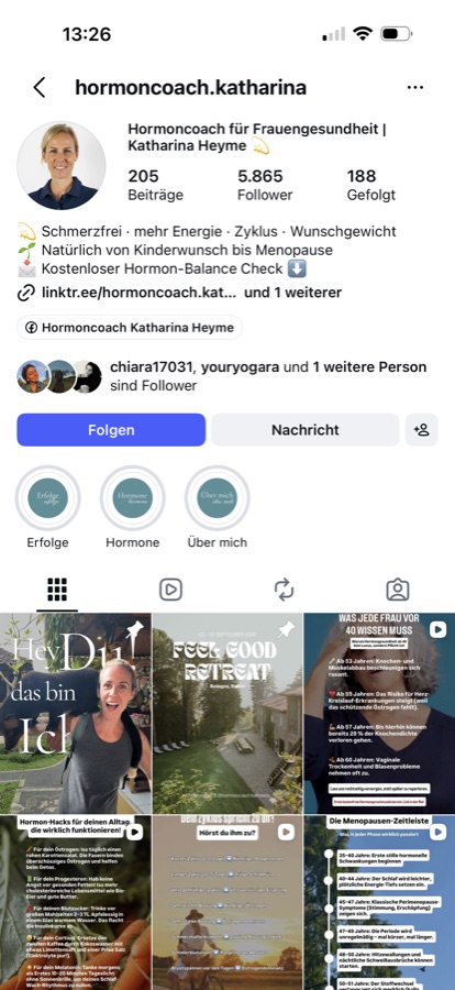 Instagram-Profil Hormoncoach Katharina
